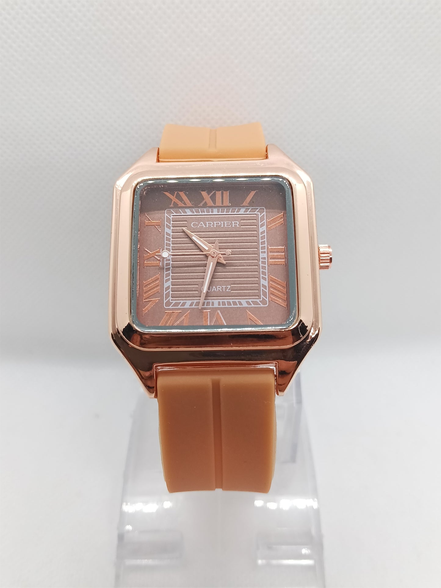 Men’s Square Dial Watch with Magnetic Lock – Brown Edition