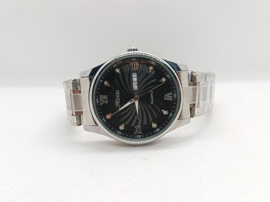Black Dial Day-Date Stainless Steel Men's Watch