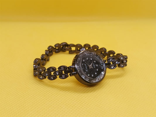 Midnight Black Crystal Ladies Bracelet Watch