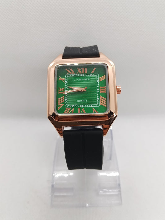 Men’s Square Dial Watch with Magnetic Lock – Green Edition
