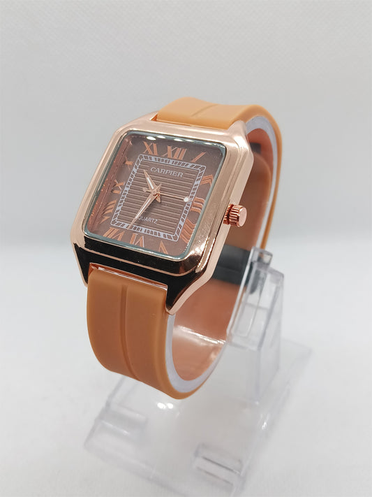 Men’s Square Dial Watch with Magnetic Lock – Brown Edition