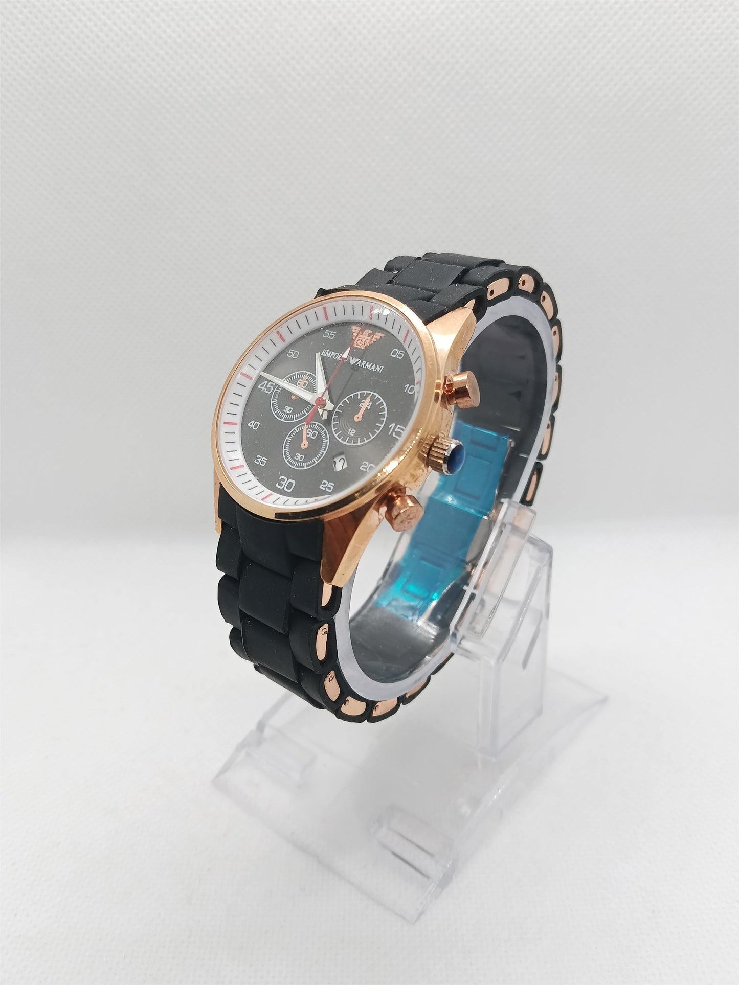 Men’s Black & Rose Gold Watch with Date Display