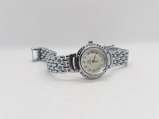 Ladies’ Silver Chain Watch with White Dial