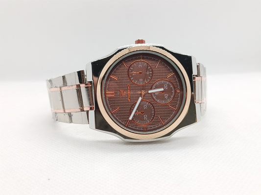 Brown Dial Dual Tone Stainless Steel Watch