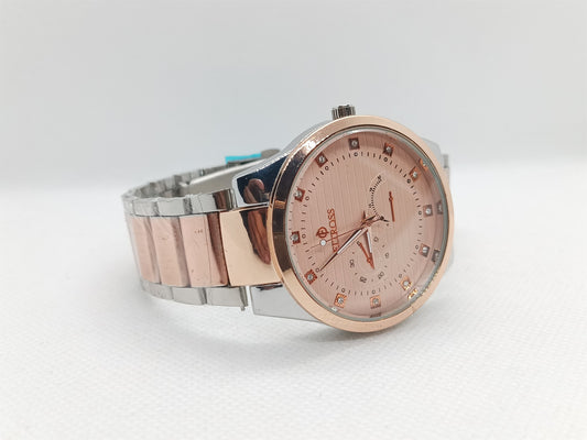Men’s Rose Gold & Silver Steel Watch – Luxury Chrono Style
