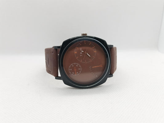 Men’s Brown Leather Modern Dial Watch