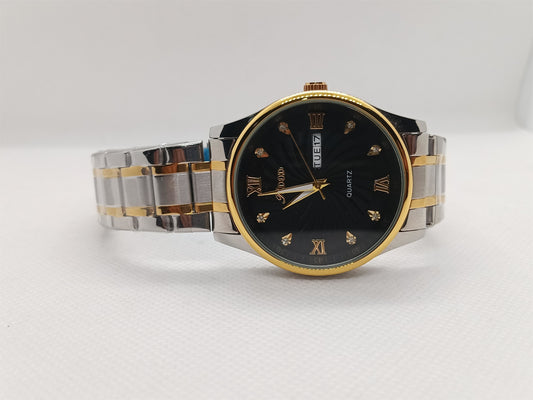 Black Dial Two-Tone Day-Date Men's Watch