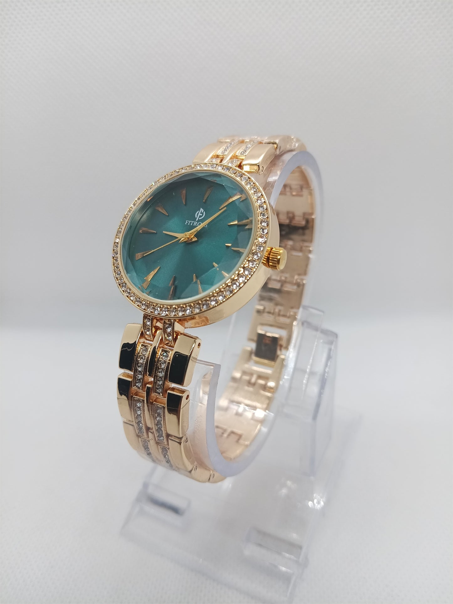 Royal Emerald Green Dial Women’s Watch with Golden Strap