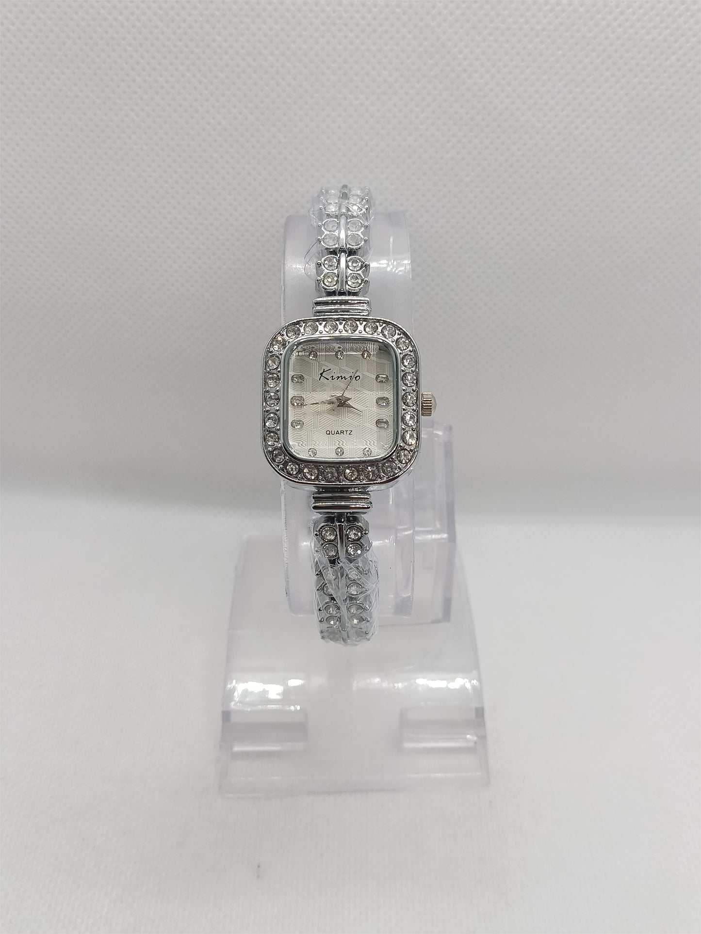 Silver Rectangular Crystal Ladies Watch
