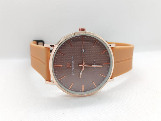 Brown Dial Tan Strap Minimal Men's Watch