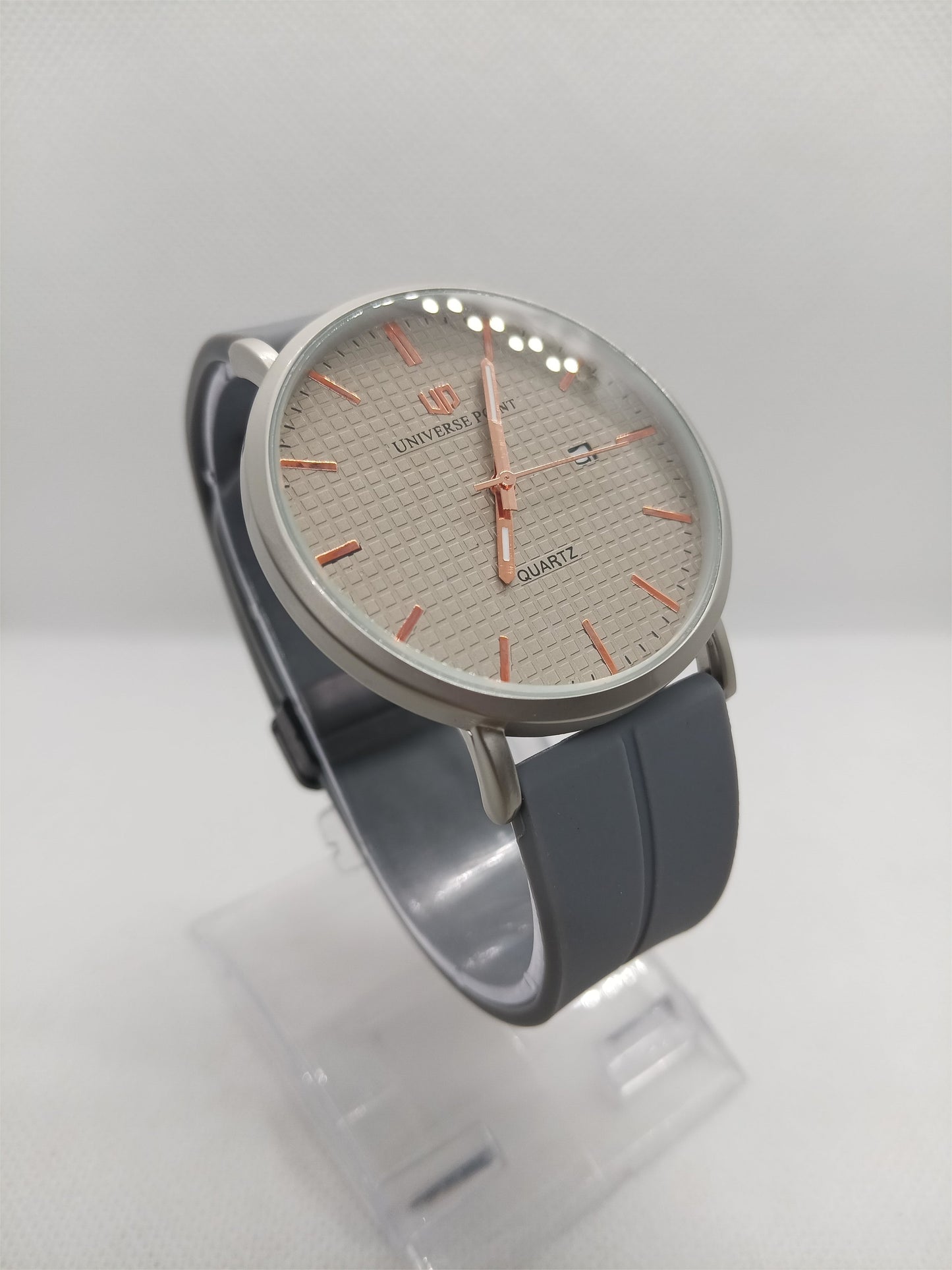 Minimal Silver Dial Grey Strap Men's Watch