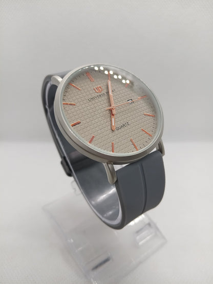 Minimal Silver Dial Grey Strap Men's Watch