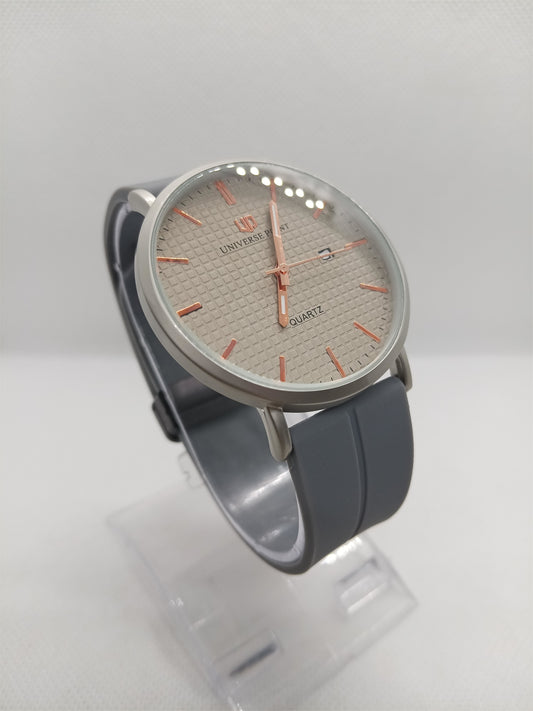 Minimal Silver Dial Grey Strap Men's Watch