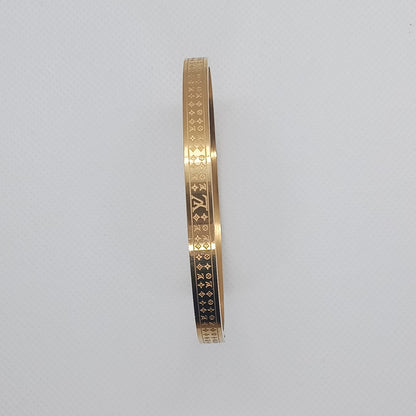 Luxury Monogram Engraved Gold Stainless Steel Bracelet – Unisex