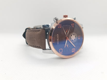 Rose-Gold Purple Dial Men’s Watch – MAOBLACK Heavy Dial, Brown Suede Leather Strap
