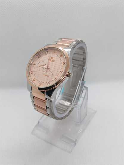 Men’s Rose Gold & Silver Steel Watch – Luxury Chrono Style