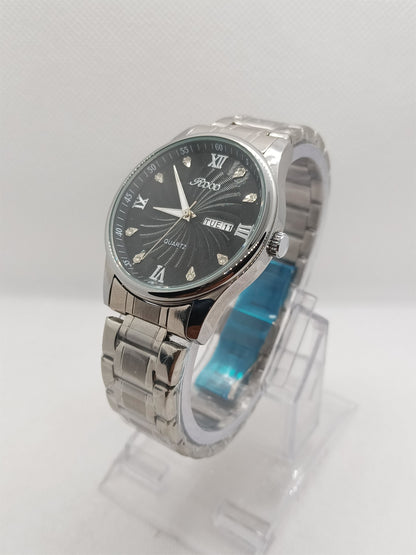 Black Dial Day-Date Stainless Steel Men's Watch