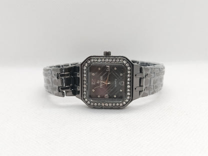 Charcoal Crystal Edge Square Bracelet Watch