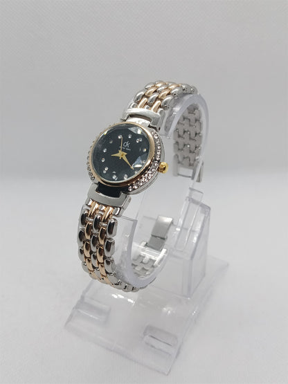 Ladies’ Two-Tone Chain Watch with Black Dial