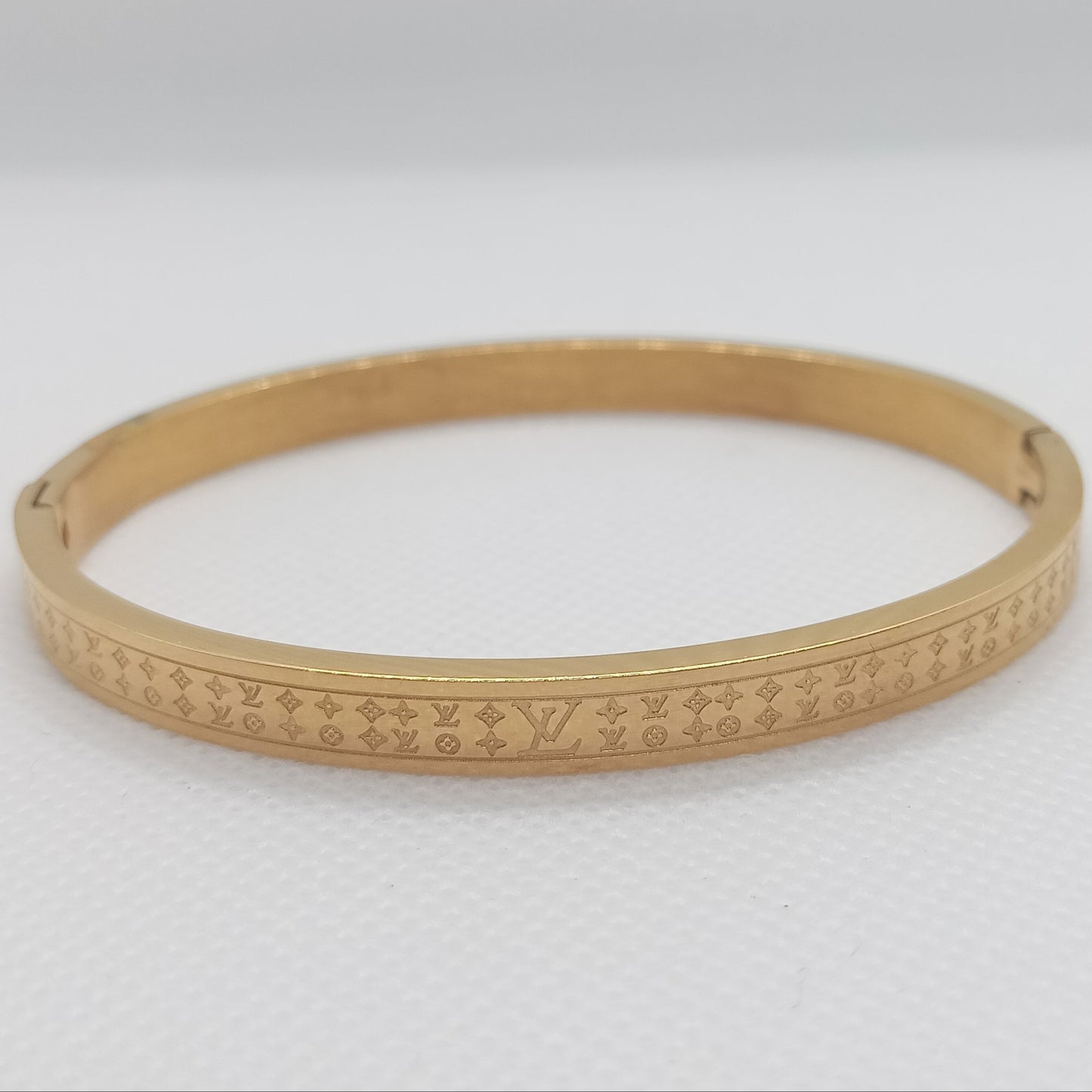 Luxury Monogram Engraved Gold Stainless Steel Bracelet – Unisex