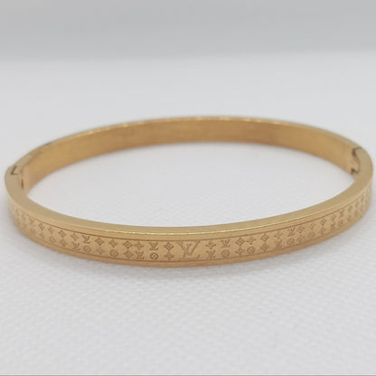 Luxury Monogram Engraved Gold Stainless Steel Bracelet – Unisex