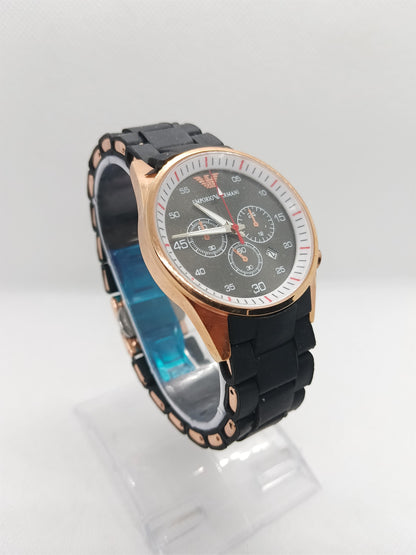 Men’s Black & Rose Gold Watch with Date Display