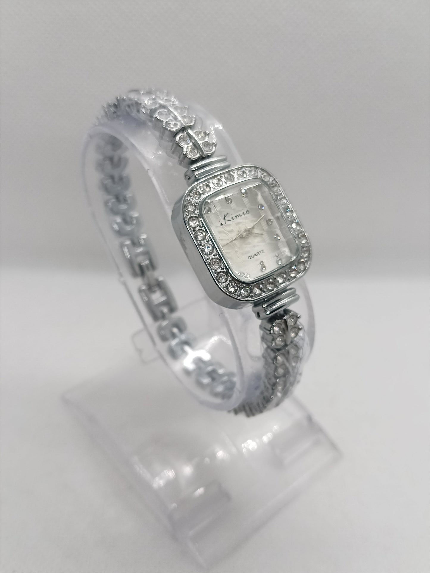 Silver Rectangular Crystal Ladies Watch