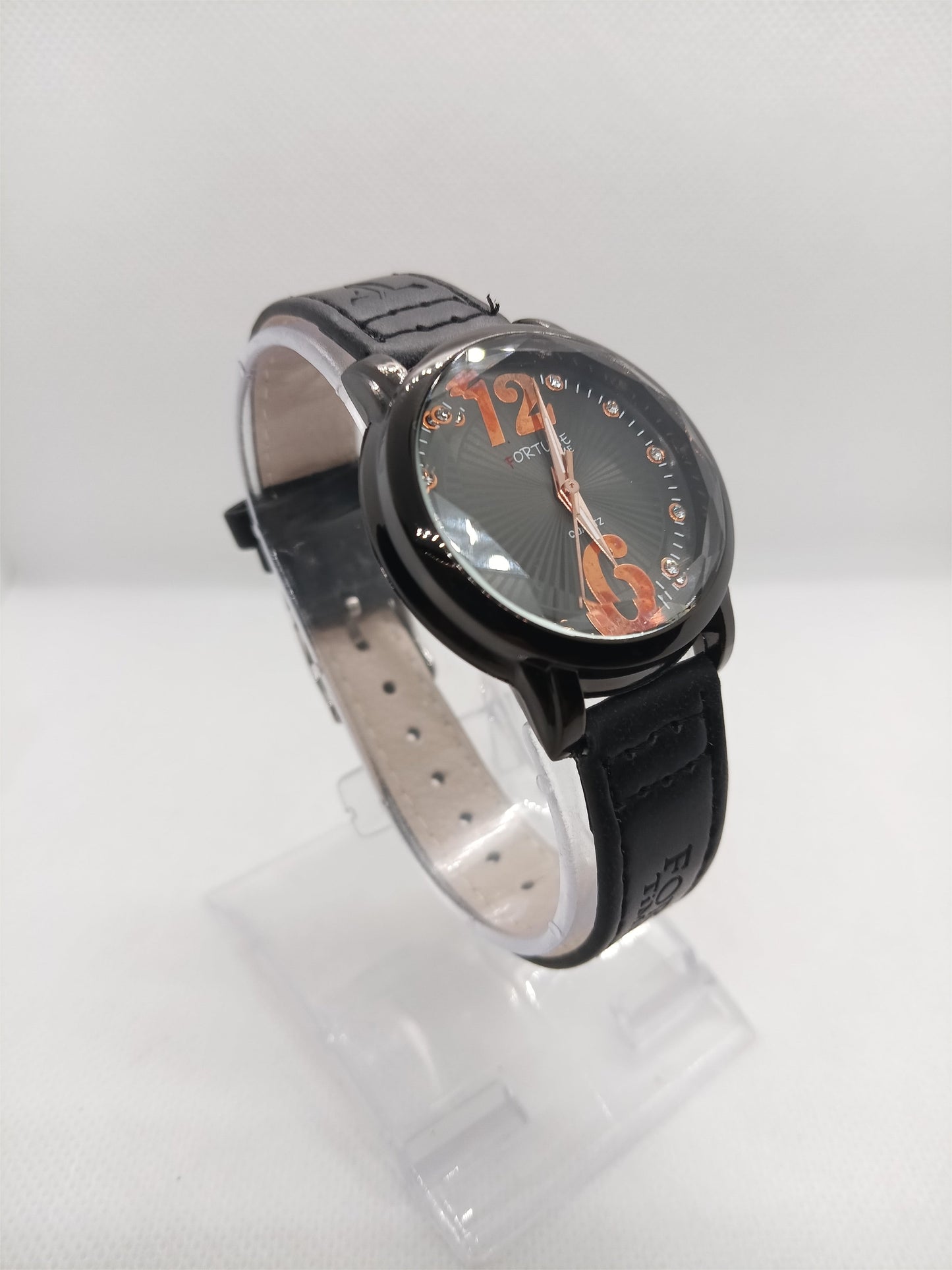 Black Dial Minimal Ladies Leather Strap Watch