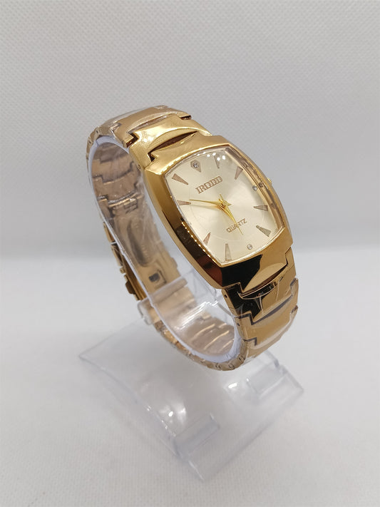Classic Gold Rectangular Stainless Steel Men's Watch