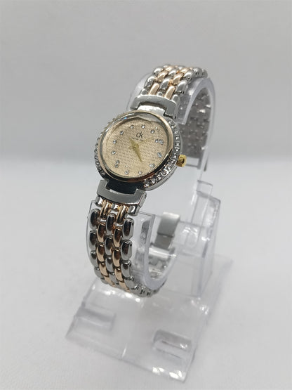 Ladies’ Two-Tone Chain Watch with Gold Dial