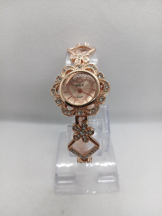 Rose Gold Floral Design Ladies Watch