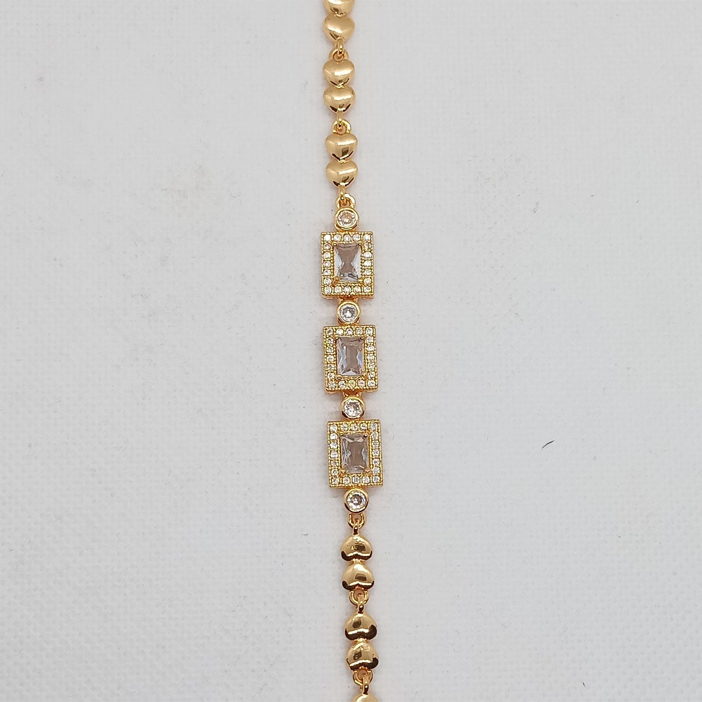 Crystal Rectangle Charm Statement Bracelet