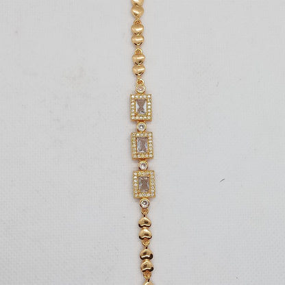 Crystal Rectangle Charm Statement Bracelet