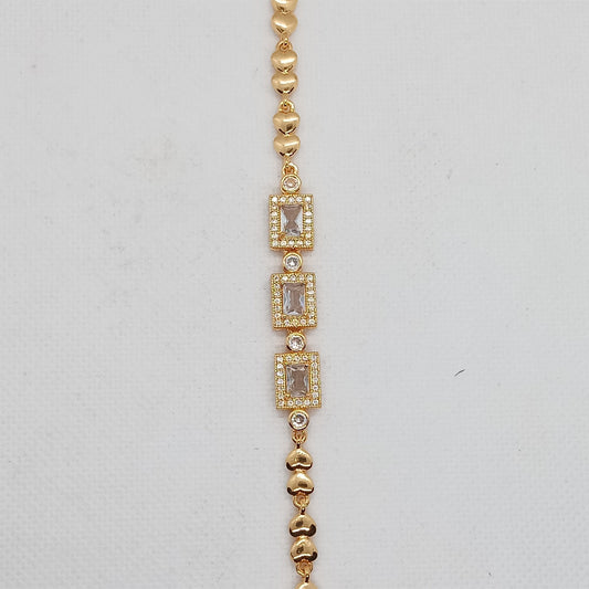 Crystal Rectangle Charm Statement Bracelet