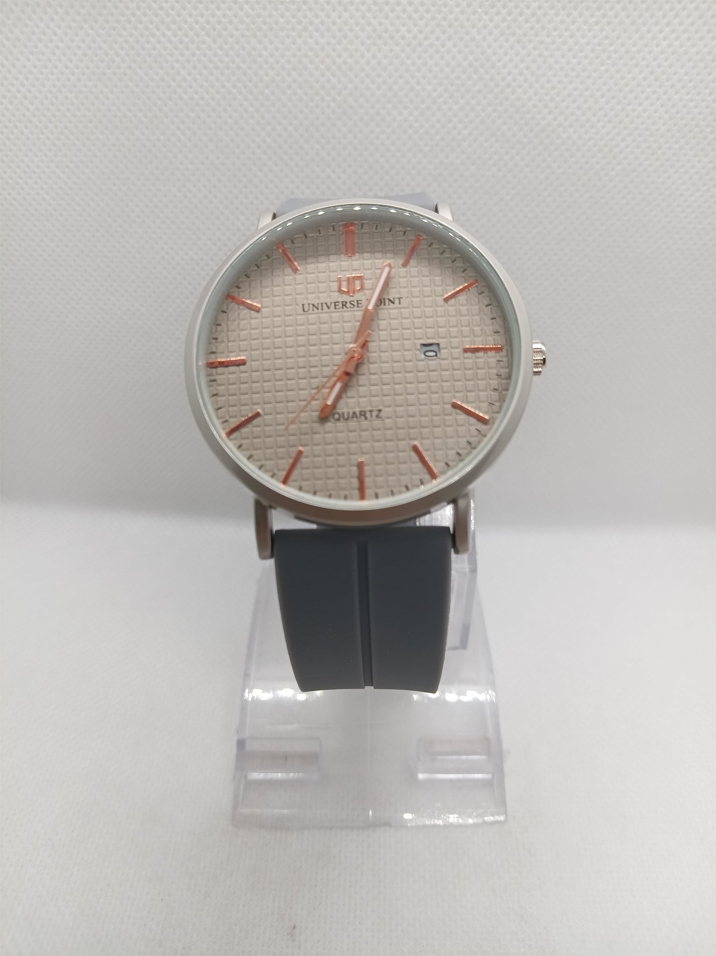 Minimal Silver Dial Grey Strap Men's Watch