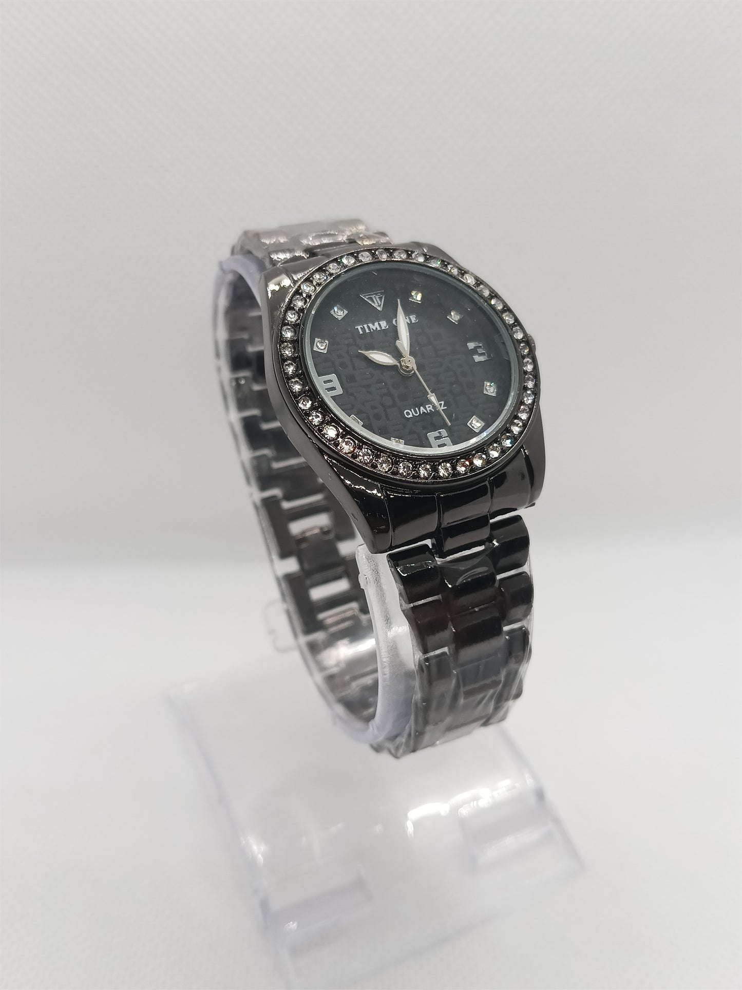 Black Dial with Silver Strap and Crystal Frame