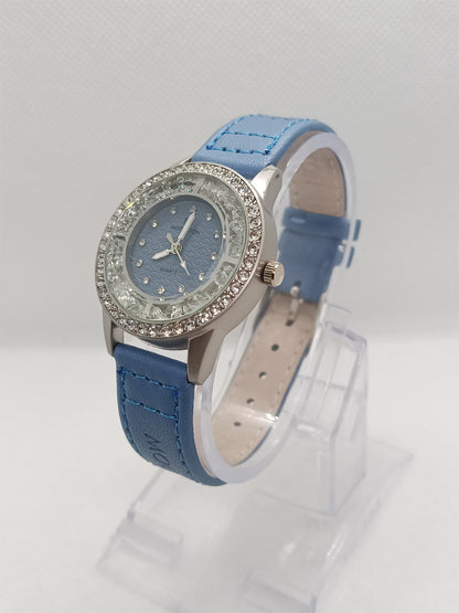 Blue Dial Stone Bezel Ladies Watch