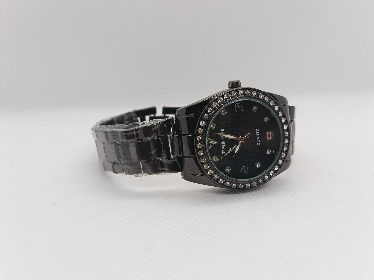 Black Dial with Silver Strap and Crystal Frame
