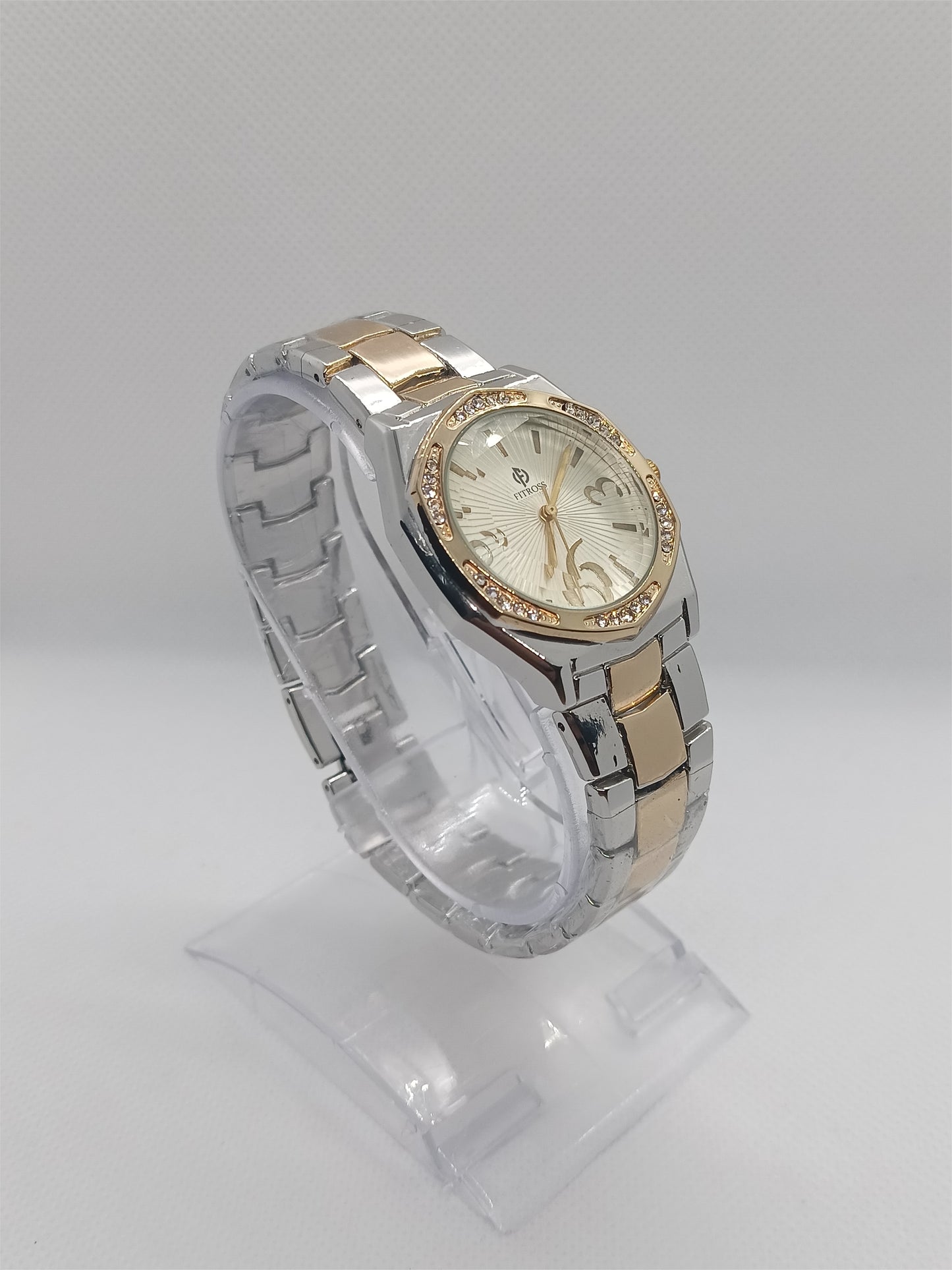 Two-Tone Grace Ladies Watch – Silver & Gold, Champagne Dial, Crystal Detailing
