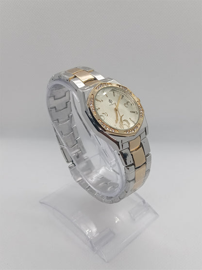 Two-Tone Grace Ladies Watch – Silver & Gold, Champagne Dial, Crystal Detailing