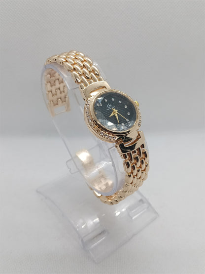 Ladies’ Gold Chain Watch with Black Dial