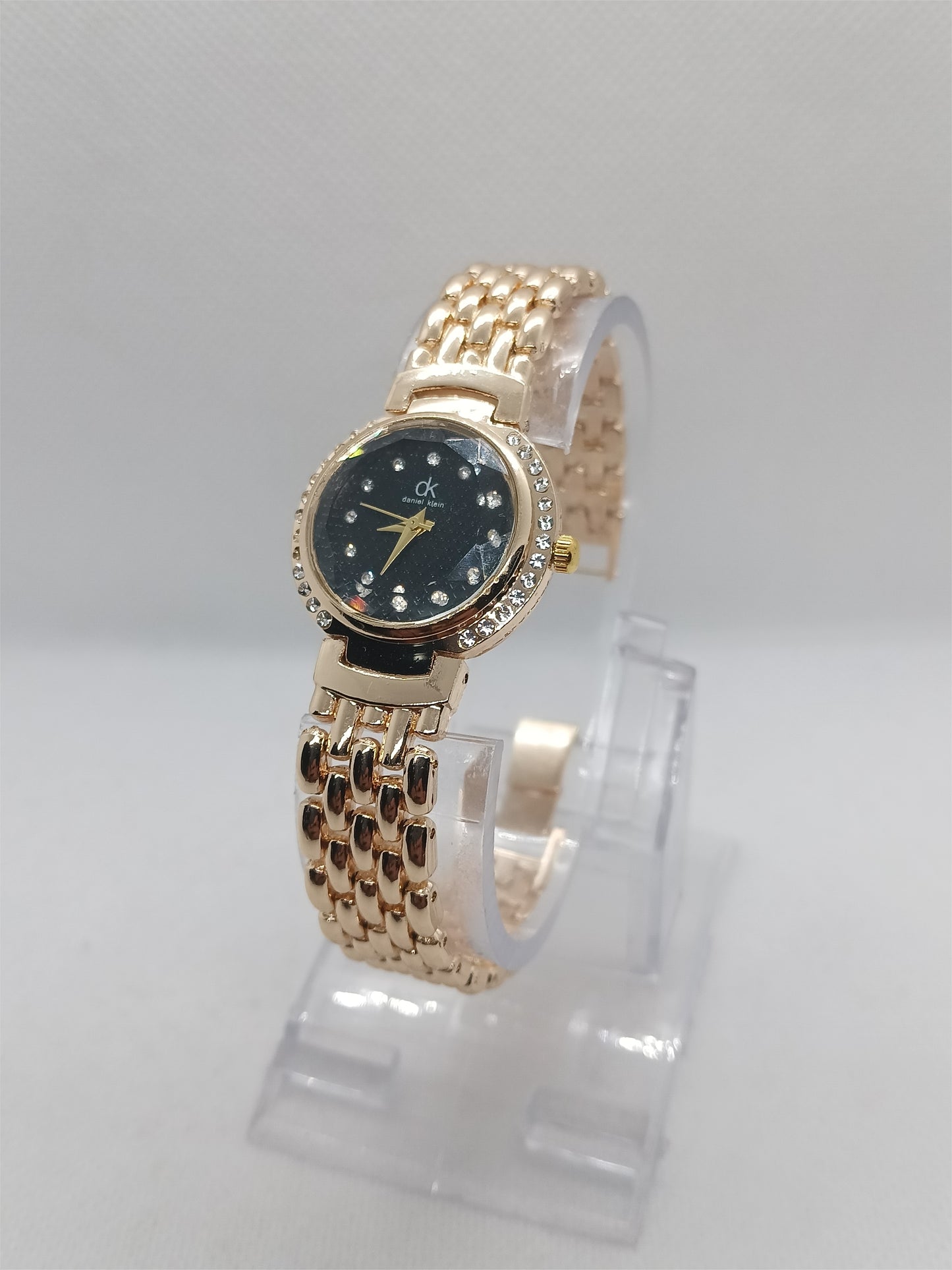 Ladies’ Gold Chain Watch with Black Dial