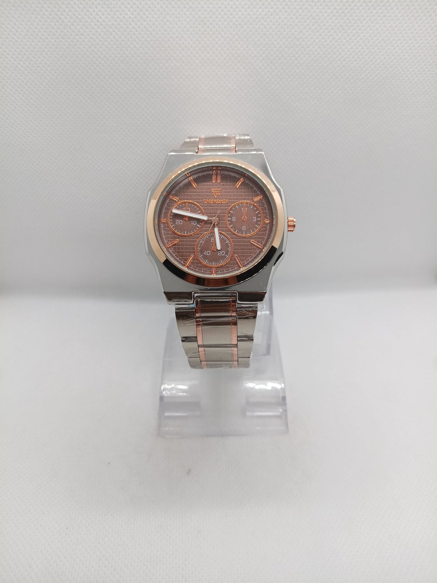 Brown Dial Dual Tone Stainless Steel Watch