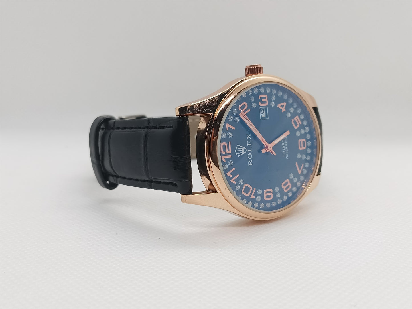 Premium Blue Dial Men’s Watch – Leather Strap, Premium Design, Date Feature