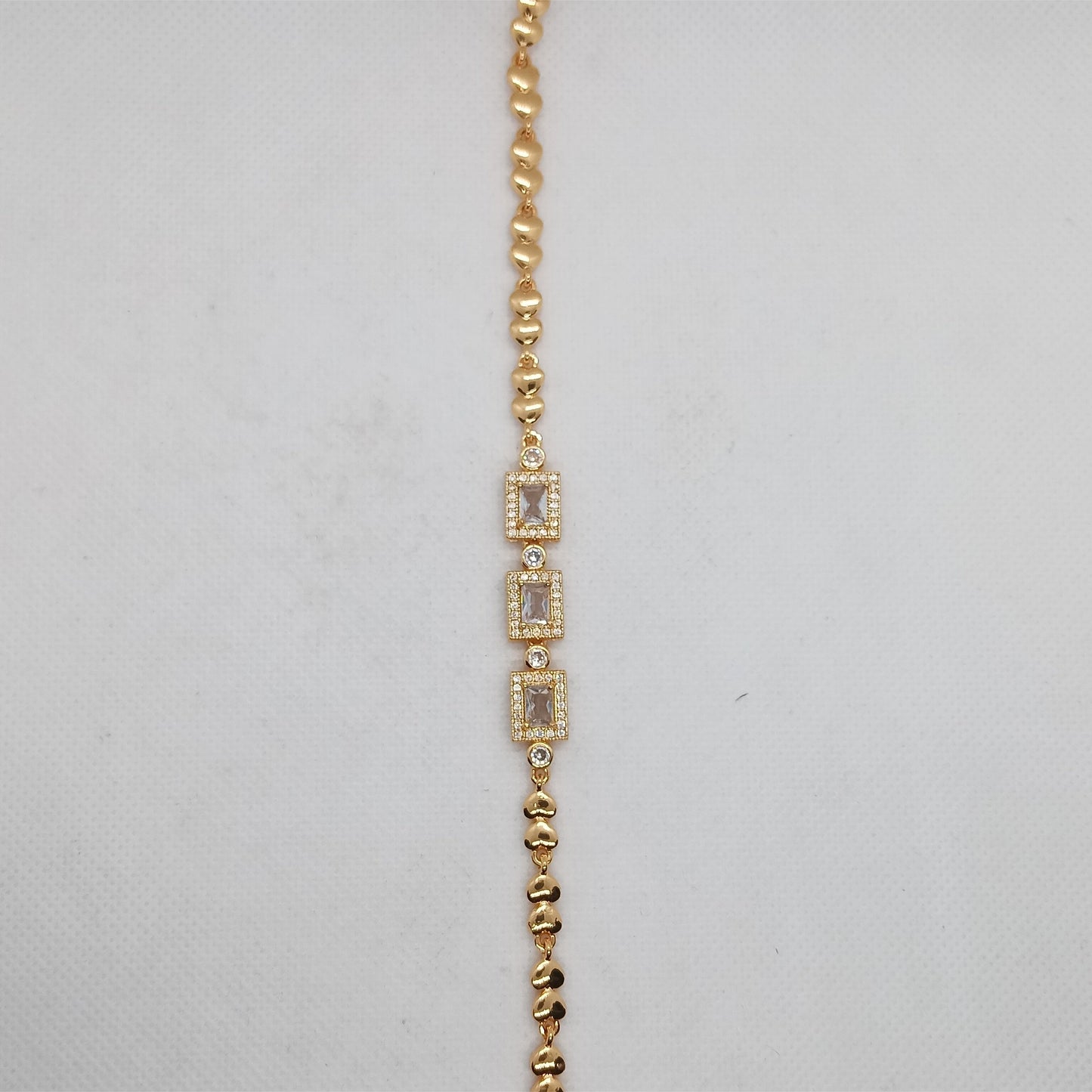 Crystal Rectangle Charm Statement Bracelet