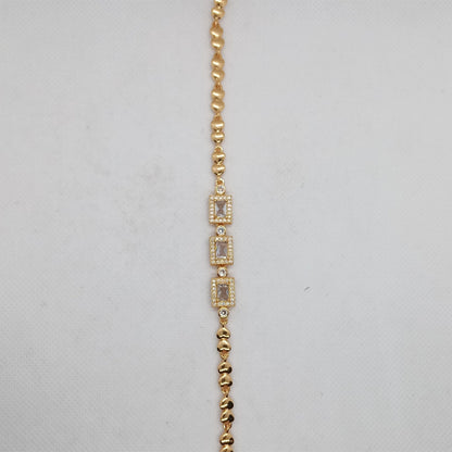 Crystal Rectangle Charm Statement Bracelet