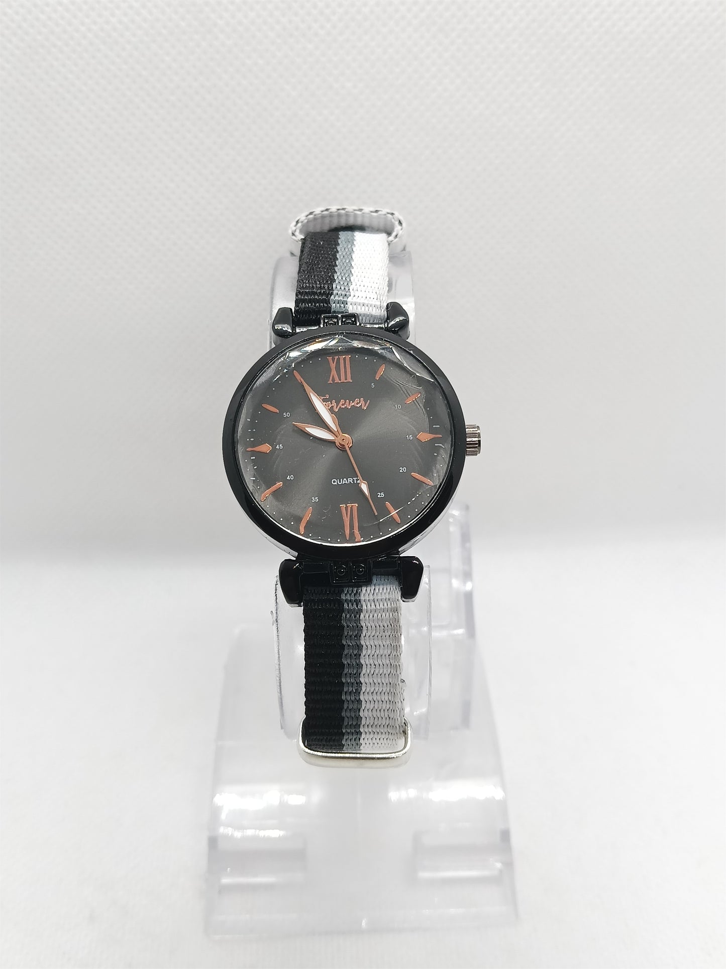 Ladies’ Black Dial Fabric Strap Watch – Minimal Style