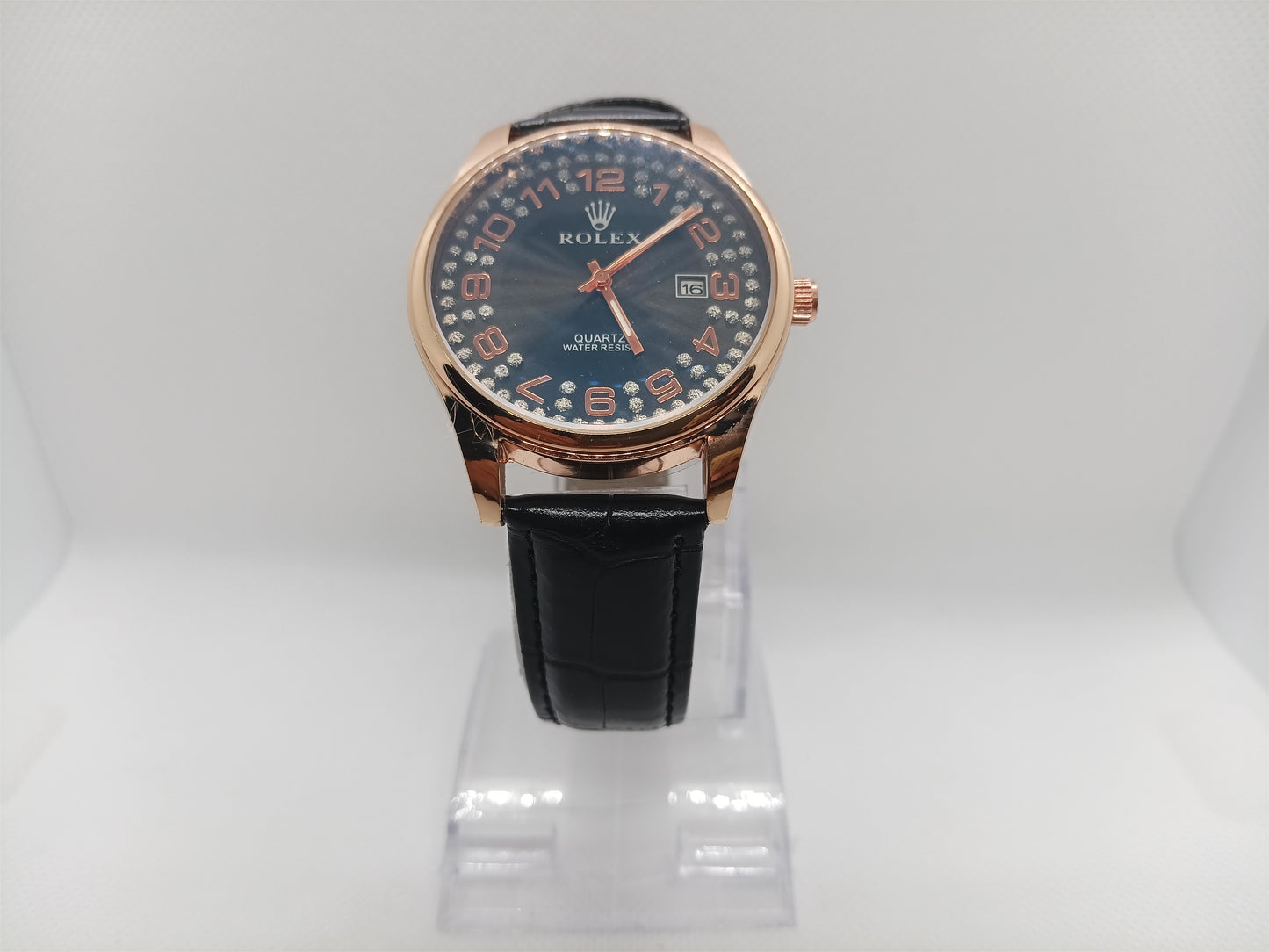 Premium Blue Dial Men’s Watch – Leather Strap, Premium Design, Date Feature