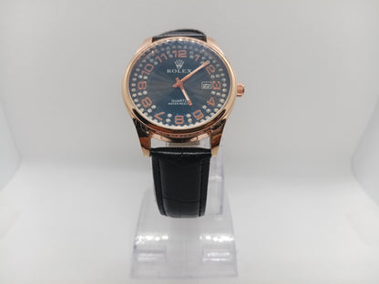Premium Blue Dial Men’s Watch – Leather Strap, Premium Design, Date Feature