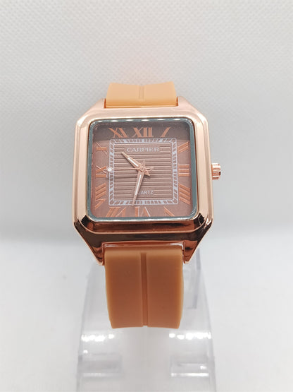 Men’s Square Dial Watch with Magnetic Lock – Brown Edition